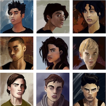 A grid of character avatars